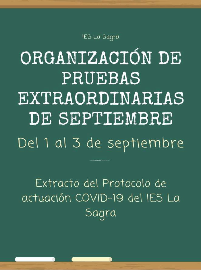 Organización de las pruebas extraordinarias de septiembre. Protocolo de actuación